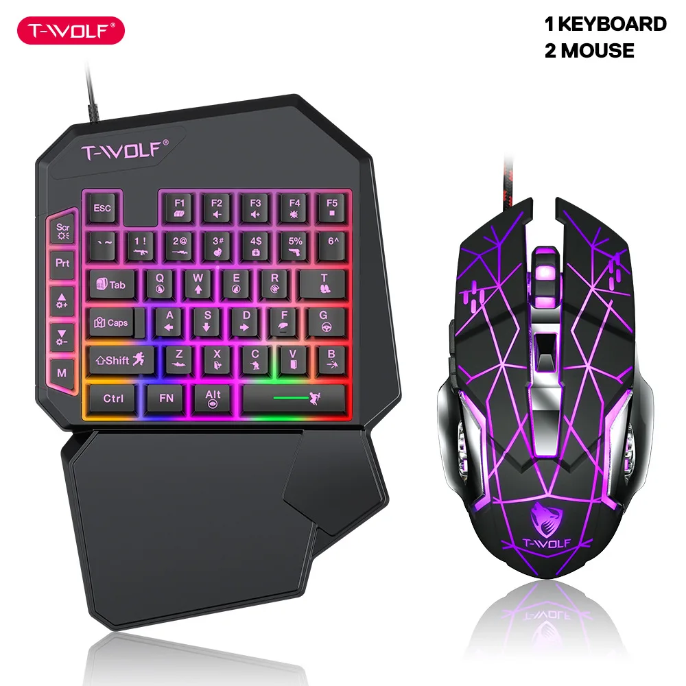 Gaming Accessories Bundle - T-WOLF TF900 One Handed Keyboard Throne