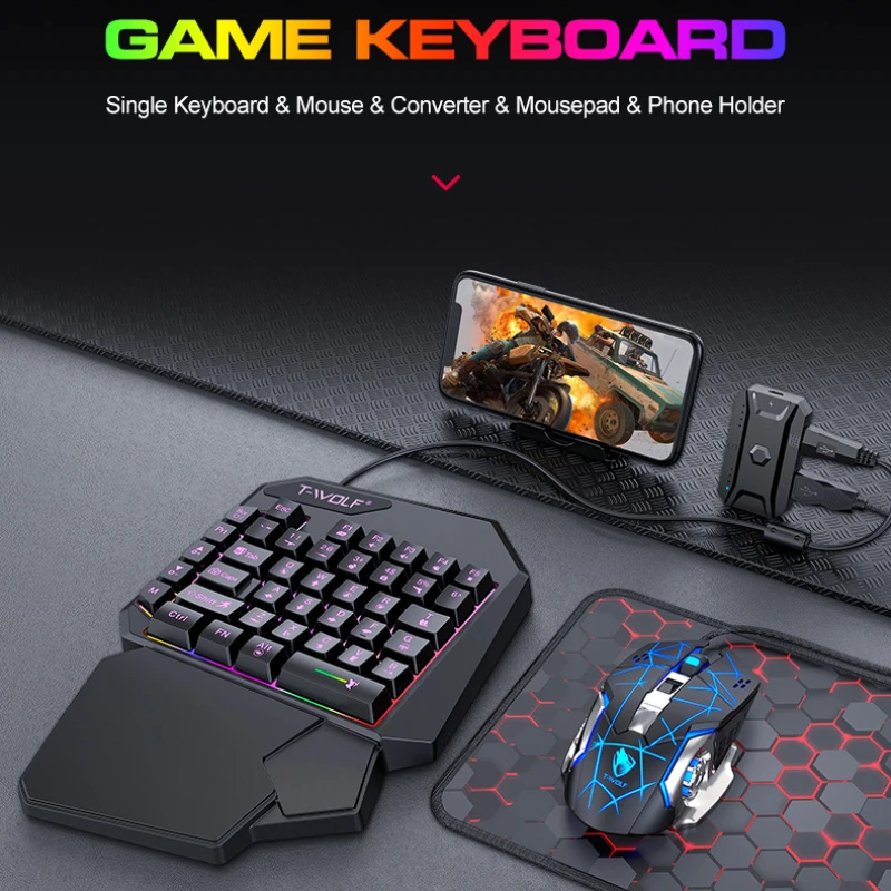 T-WOLF TF900 One Handed Keyboa - огляд і ціна Gaming Accessories Bundle