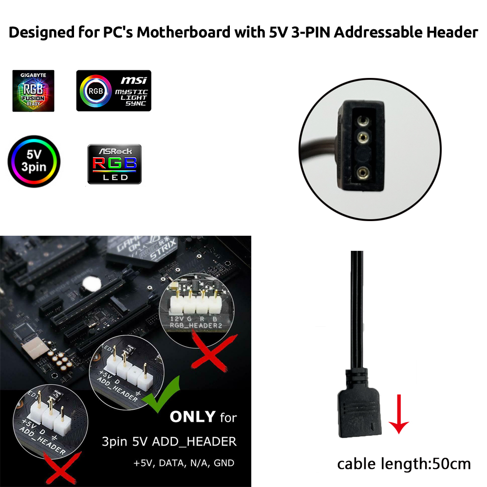 5V ARGB 3Pin Header for Asus A - огляд і ціна Gaming Accessories Led